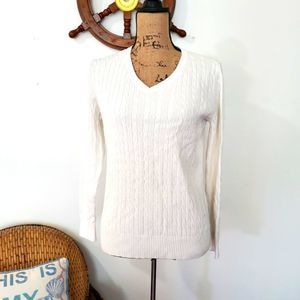 NWT Karen Scott Cable Knit Crewneck Sweater